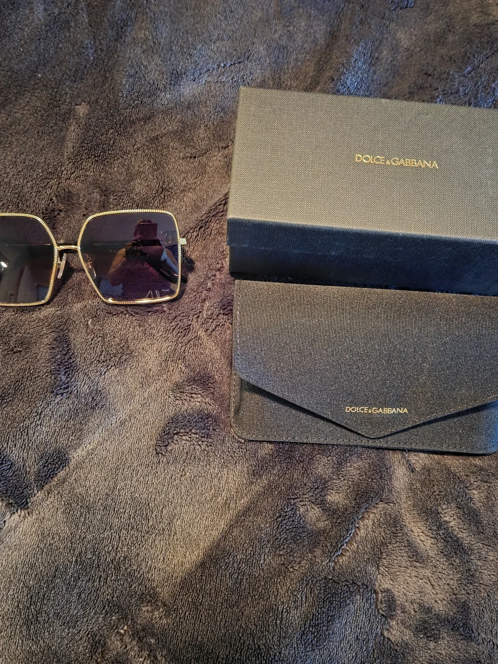 Dolce & Gabbana Gold Frame Sunglasses with Dark Gray Lenses